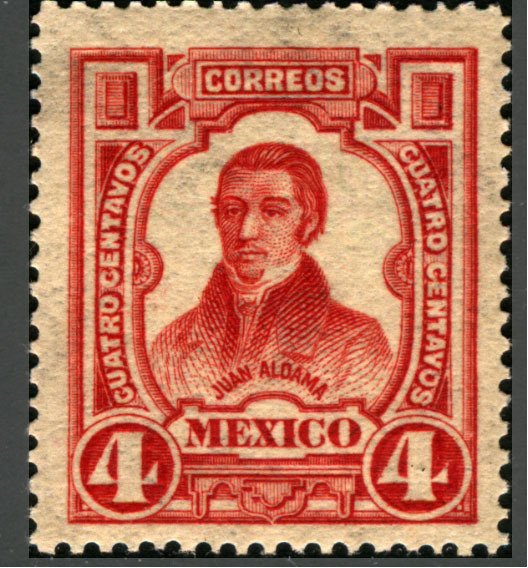 MEXICO 313, 4¢ INDEPENDENCE CENTENNIAL 1910 COMMEM. UNUSED, HINGED, OG. F-VF.