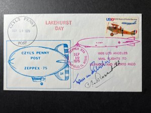 1975 USA Airmail Cover Zeppex State Brookfield IL to Bermuda PR Lakehurst Day