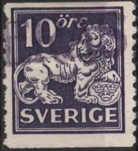 Sweden 119 (used) 10ö lion, violet (1925)