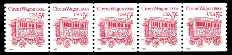 US 2452D MNH VF 5 Cent Circus Wagon 1900's PNC of 5 #S1