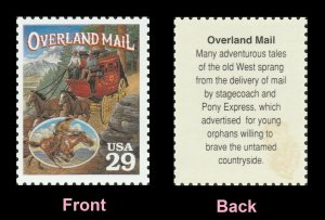 US 2869t Legends of the West Overland Mail 29c single MNH 1994