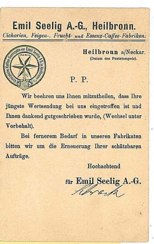 COFFEE COFEE : POSTAL STATIONERY: GERMANY 1895