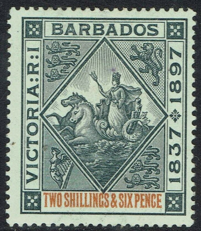 BARBADOS 1897 QV JUBILEE 2/6 WHITE PAPER  