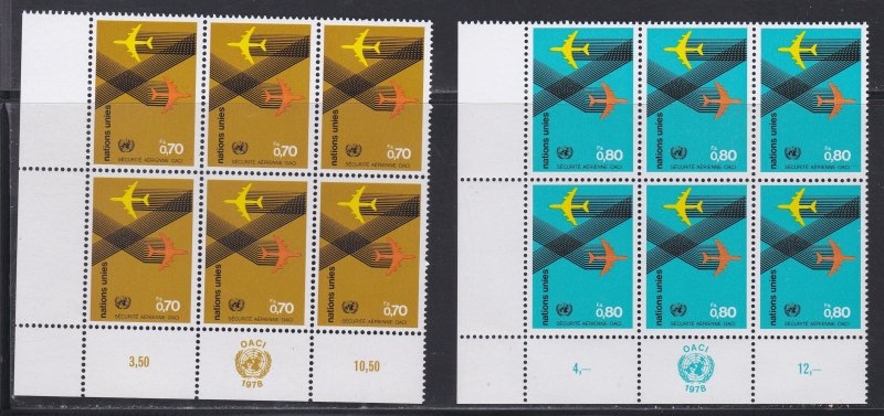 United Nations -Geneva #  77-78, Inscription Blocks of Six,  NH, 1/3 Cat.