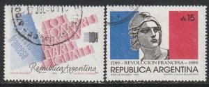 1989 Argentina - Sc 1656-7 - used VF - 2 single - French Revolution