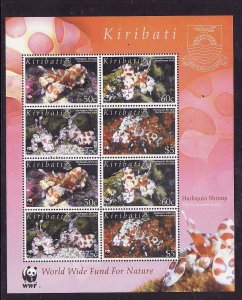 Kiribati-Sc#878a-Unused NH sheet-WWF-Harlequin Shrimp-Marine Life-2005-