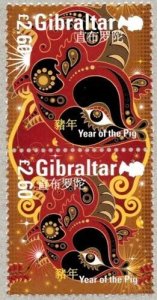 Gibraltar 2019- Lunar New Year of the Pig - Set of 2 stamps - MNH