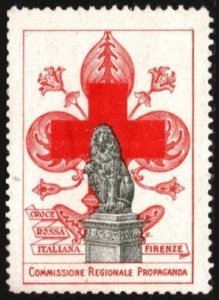 1917 Italy WW I Charity Poster Stamp Red Cross Florence Regional Commission