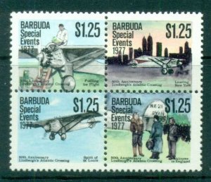 Barbuda 1977 Special Events, Lindberg's Atlantic Crossing $1.25 blk4 MUH