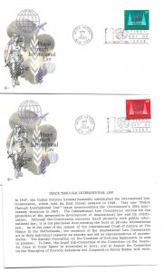 UN NY #197-98 Peace through International Law 2 Cover Craft, CCC, FDCs