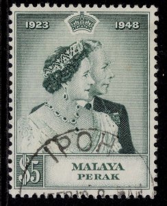 MALAYSIA - Perak GVI SG123, $5 ROYAL SILVER WEDDING, FINE USED. Cat £50.