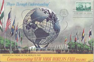 Catalog # 1244 FDC 6x9 inch envelope NY Worlds Fair 1964 by USS cachet US Steel