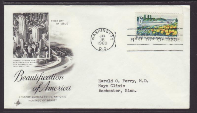 US Beautification 1969 Artcraft Ayerst Typed FDC BIN