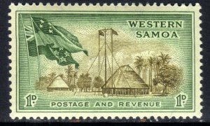 Western Samoa 1952 QE2 1d Native Houses & Flags Umm SG 220 ( L1299 )