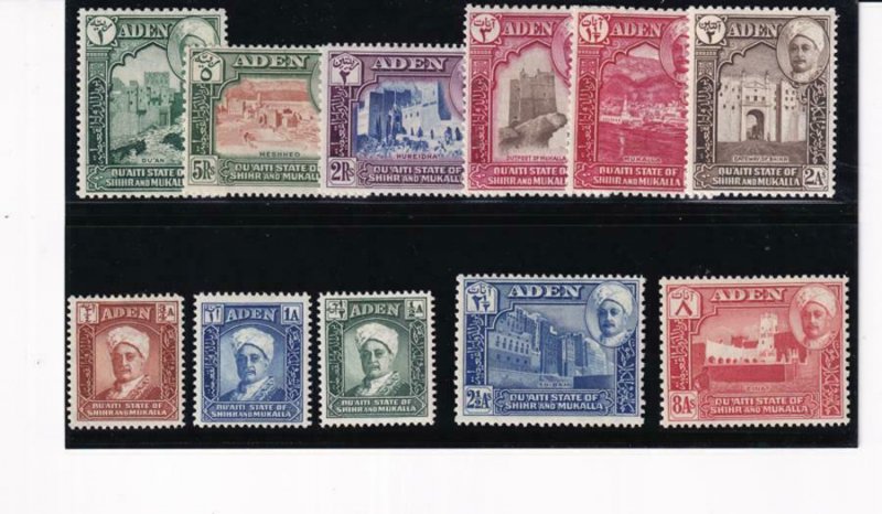 Aden - State of Shihr and Mukalaka 1942 SC 1-11 MLH Set 