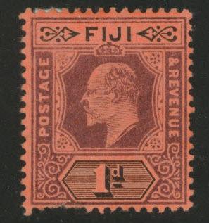 FIJI Scott 71 MH* 1904 red 1p KEVII faulty stamp CV$30