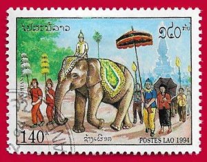 LAOS SCOTT#1192 1994 140k WHITE ASIAN ELEPHANT - USED