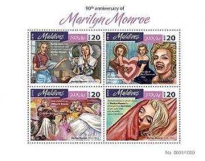 2016 Maldives Mnh. Marilyn Monroe. Michel Code: 6265-6268. Scott Code: 3624