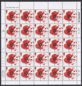 2017 Sg3983 First World War 100th anniv Sheet of 25 stamps UNMOUNTED MINT