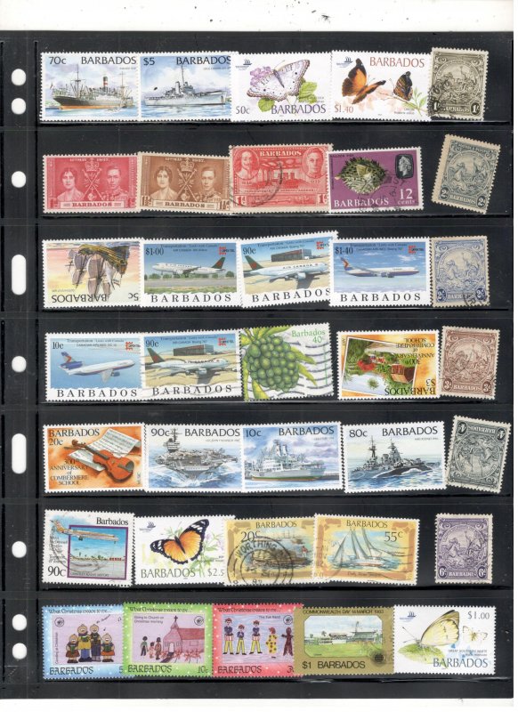BARBADOS COLLECTION ON STOCK SHEET MINT/USED