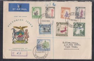 Rhodesia & Nyasaland Scott 158/65 FDC - 1959 Pictorial Issue