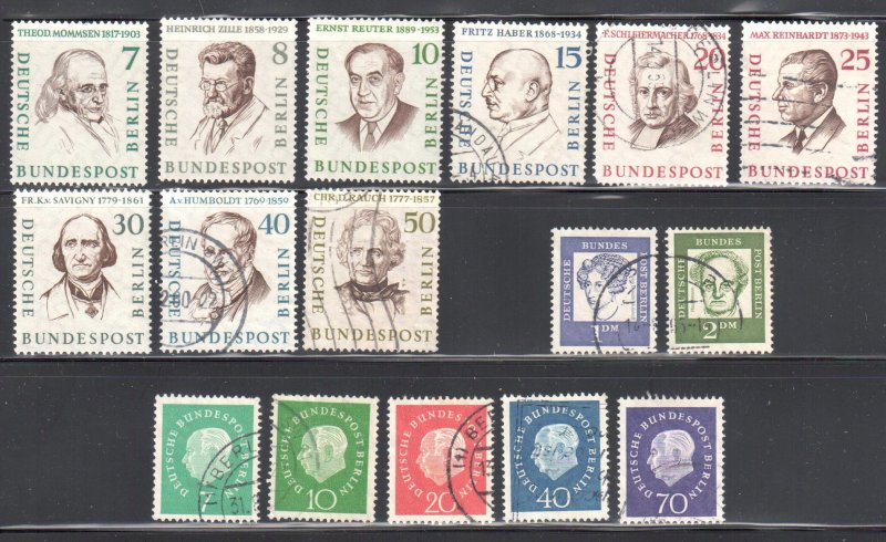 Germany Berlin #9N148 to 156, 165 to 169, 189-190 All USED  Only 7--8-10 and 30