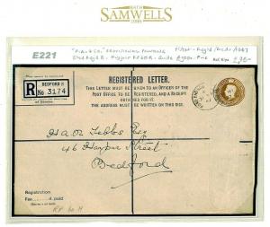 GB RP60H PROVISIONAL Registered Stationery *Ford End Rd Bedford* 1947 Cover E221 