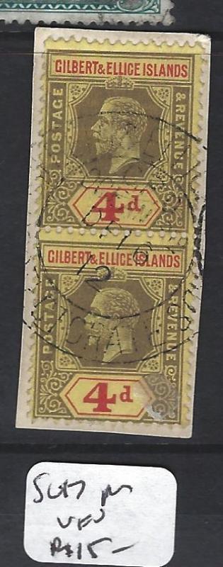 GILBERT AND ELLICE ISLANDS (P1804B) KGV 4D PR ON PIECE  SG 17   VFU