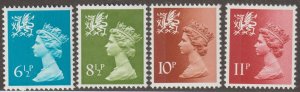 Great Britain Wales Scott#WMMH7,11,13,15 SG# W22,26,28,31 1976 QEII MNH