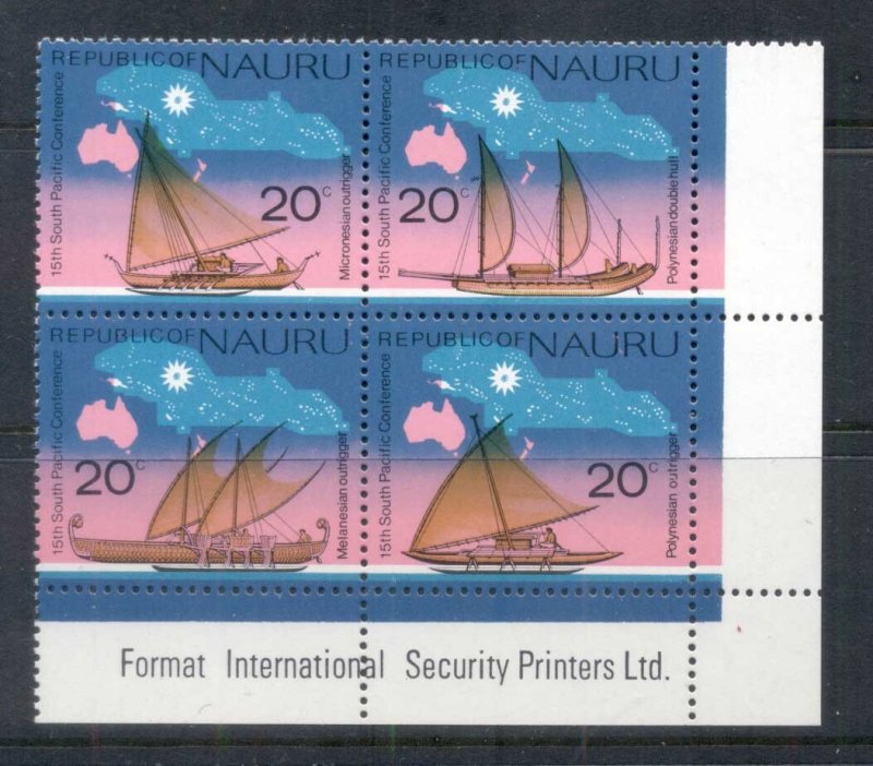 Nauru 1975 South Pacific Commission, outrigger canoes blk4 MUH