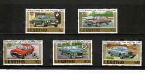 Lesotho 1985 - Cars Rolls-Royce BMW Cadillac - Set of 5 Stamps Scott #475-9 MNH