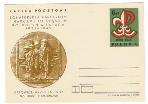 Poland 1983 Postal Stationary Postcard Stamp MNH Scouting Second World War II