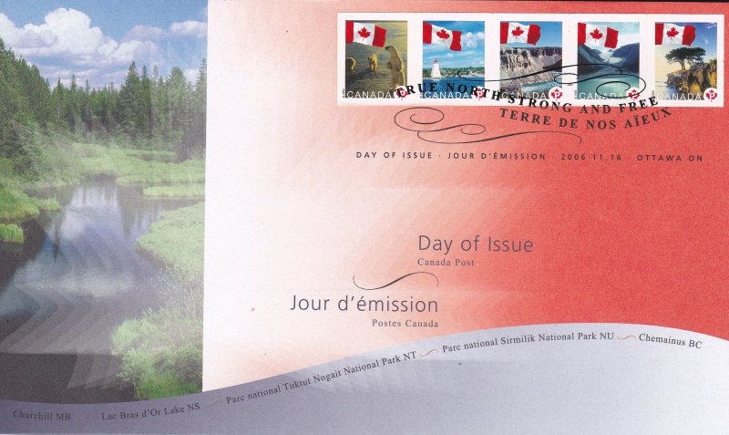 Canada # 2189-2193, Canadian Flag & Scenic Views, First Day Cover