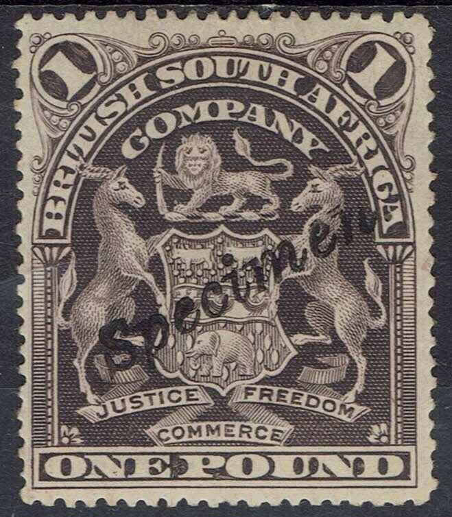 RHODESIA 1898 ARMS SPECIMEN 1 POUND 