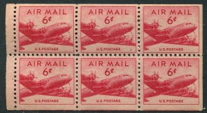 C39c 6c Transport Airmail Booklet Pane of 6 Dry Printing Mint NH OG VF