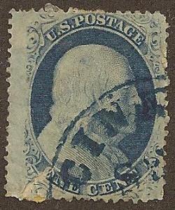 24 Used, 1c. Franklin Type V, scv: $47.50