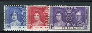 BRITISH COMMONWEALTH; 1937 GVI Coronation issue Mint hinged SET, St. Lucia 