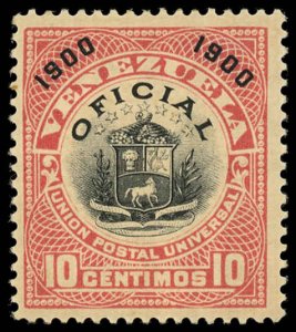 VENEZUELA Sc O15 F-VF/MH - 1900 10c - Coat of Arms - OFFICIAL Stamp