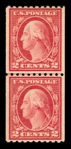 MOMEN: US STAMPS #488 COIL LINE PAIR MINT OG NH PSE GRADED CERT VF/XF-85