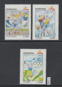 XG-AJ188 HONDURAS - Olympic Games, 1992 Tennis, Football, 3 Values MNH Set