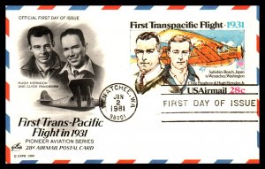 US UXC19 Transpacific Flight Artcraft U/A FDC Postal Card