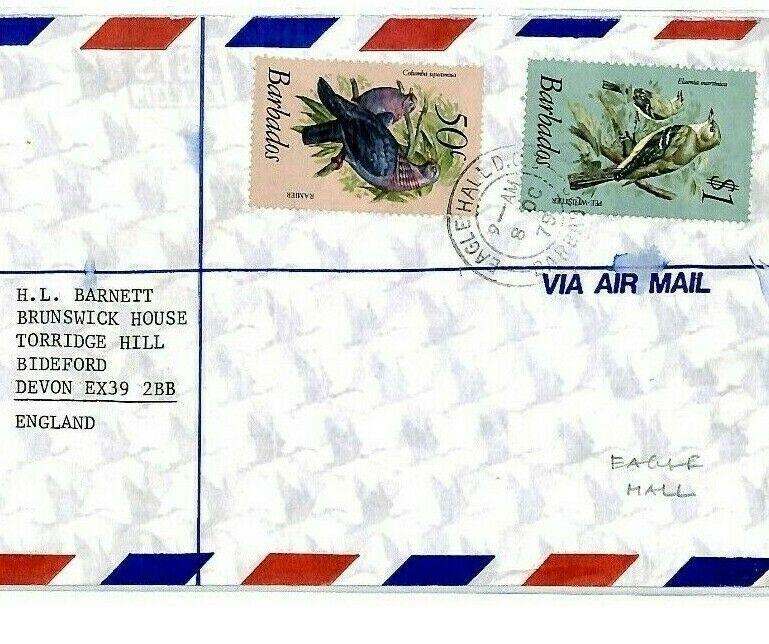 BARBADOS Cover *EAGLE HALL* 1979 Registered Air Mail BIRDS {samwells}CP56