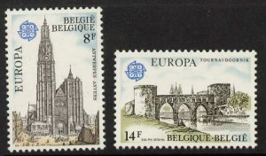 Belgium 1013-4 MNH Europa, Pont des Trous, Antwerp Cathedral