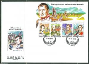 GUINEA BISSAU  2015 200th ANNIVERSARY OF THE BATTLE OF  WATERLOO  SHEET  FDC