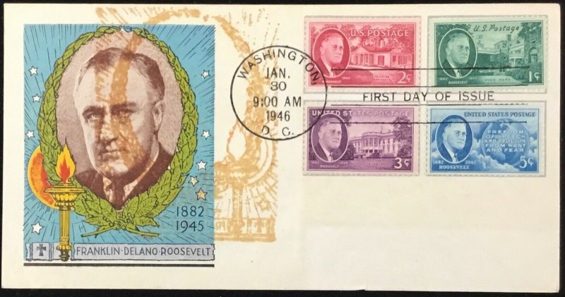 930-933   Combo Cover  Franklin D. Roosevelt  4 stamps Smartcraft Special   1947