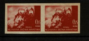 Croatia SC# 30 Imperf Pair / Cream Paper / No Gum - S9629