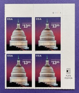 3648 US CAPITOL Plate Block of 4 US Express Mail $13.65 Stamps MNH 2002