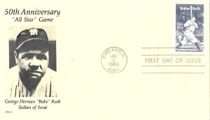 #2046 FDC, 20c Babe Ruth, Arlo (D-149) cachet