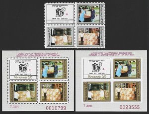 1993 Macedonia Red Cross Postal Tax #RA36-39 Block + Sheets Perf/Imperf VF-NH-