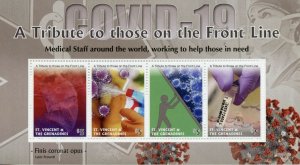 St Vincent & Grenadines Medical Stamps 2020 MNH Corona Tribute Front Line 4v M/S